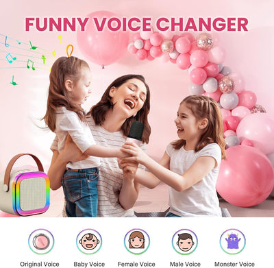 2 Mic Wireless Karaoke Speaker with Dual Mic, 6W Bluetooth Speaker with RGB Lighting for Party & Kids