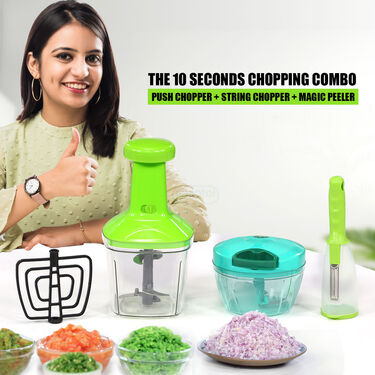 10 Sec Veg & Onion Push Chopper + Peeler Combo (PC8)